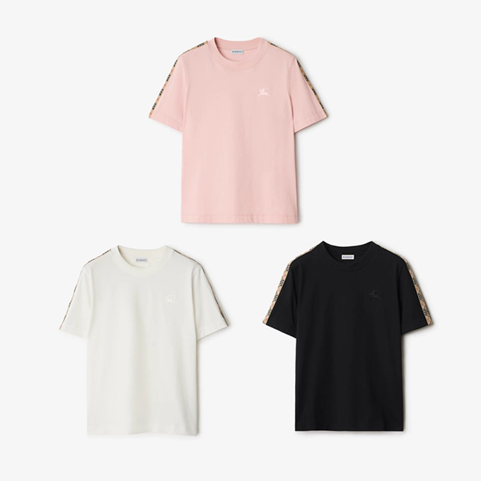 burberry check panel ekd embroidery cotton t-shirt